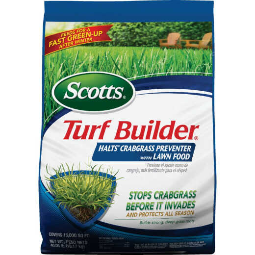 Scotts Turf Builder 40.05 Lb. 15,000 Sq. Ft. Halts Crabgrass Preventer with Lawn Food